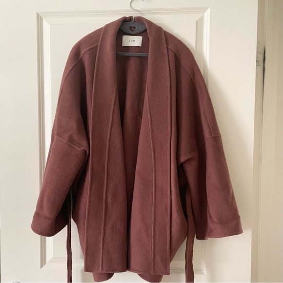 ZUM oversized Sheep Wool double face Belted Kimono Jacket coat S - Picture 4 of 9